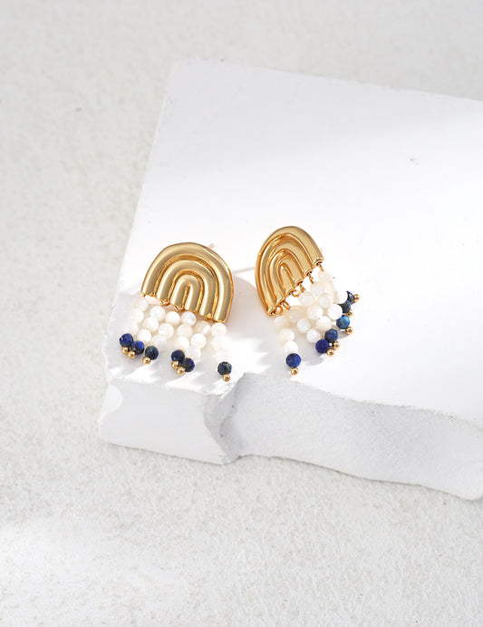 Mother-of-pearl lapis lazuli earrings