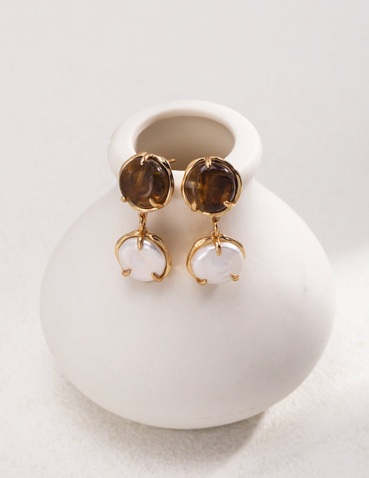 Sterling silver curry pearl earrings