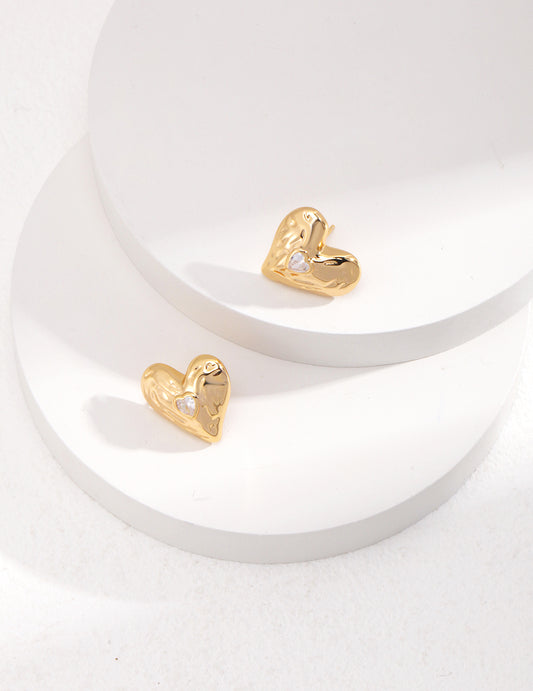 Sterling Silver Heart Zirconia Earrings