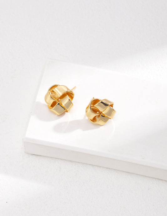 Sterling Silver & 18K Gold Plated Simple Earrings