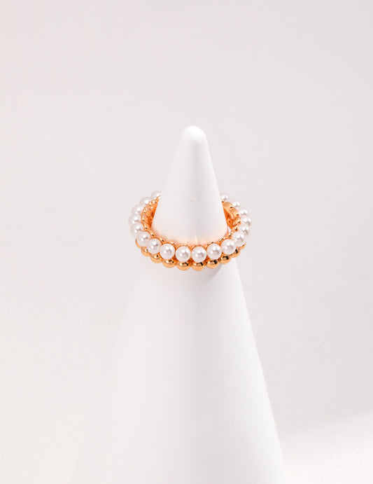 18K Gold-Plated Sterling Silver Pearl Split Ring