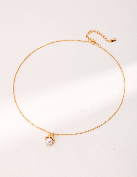 18K Gold Plated Sterling Silver Design Pearl Necklace