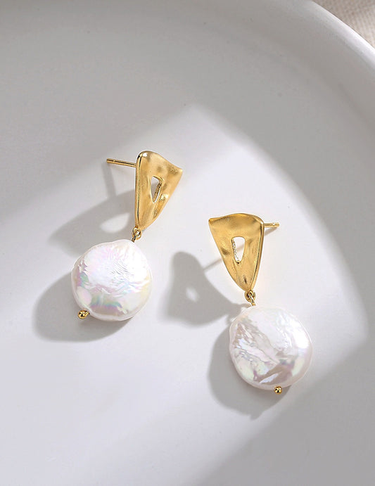 Sterling Silver Heterogeneous Baroque Pearl Earrings