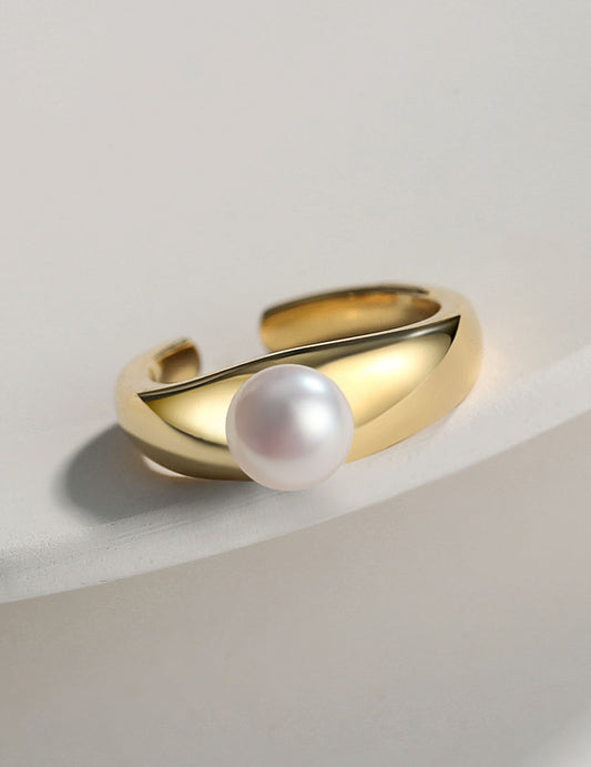 18K gold plated sterling silver pearl split ring