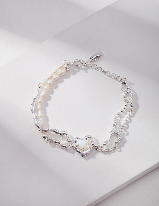 Sterling Silver Opal Pearl Bracelet